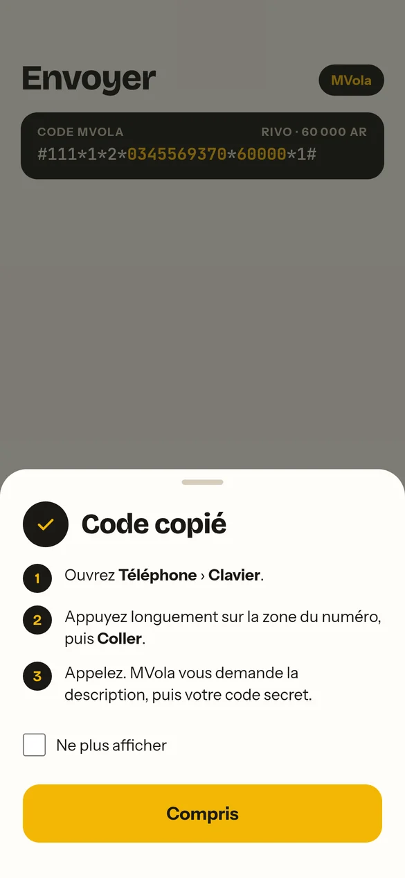 Guide iPhone après la copie du code, en trois étapes